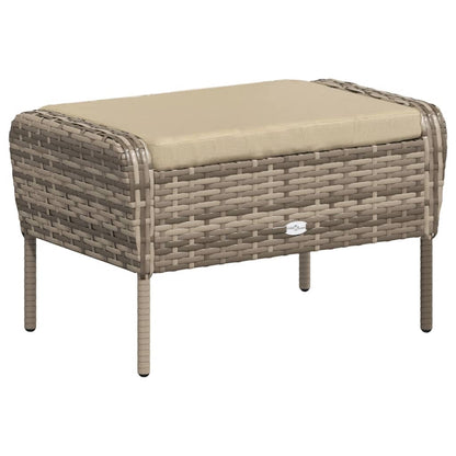 Havestol med fodskammel Lysebrun polyrattan