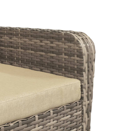 Havestol med fodskammel Lysebrun polyrattan