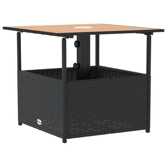 Havebord med Paraplyhul Sort 55x55x46,5 cm Poly Rattan