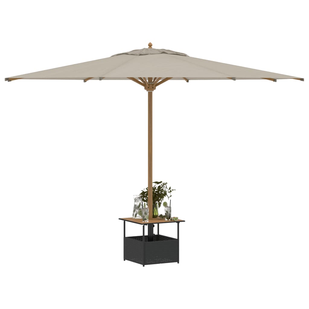 Havebord med Paraplyhul Sort 55x55x46,5 cm Poly Rattan