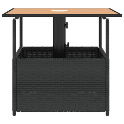 Havebord med Paraplyhul Sort 55x55x46,5 cm Poly Rattan
