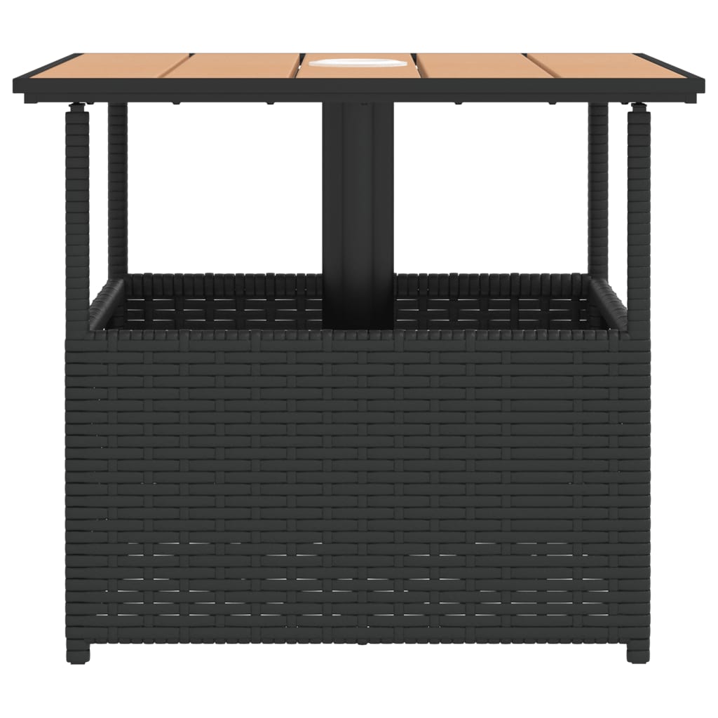 Havebord med Paraplyhul Sort 55x55x46,5 cm Poly Rattan