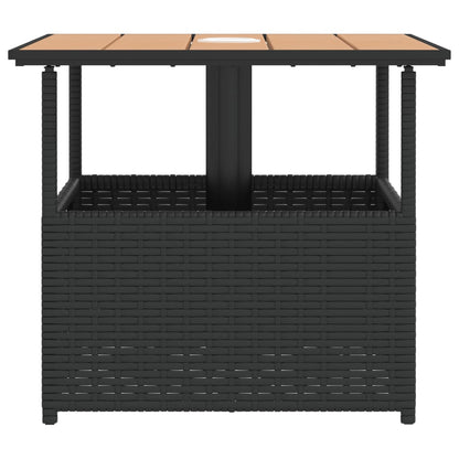 Havebord med Paraplyhul Sort 55x55x46,5 cm Poly Rattan