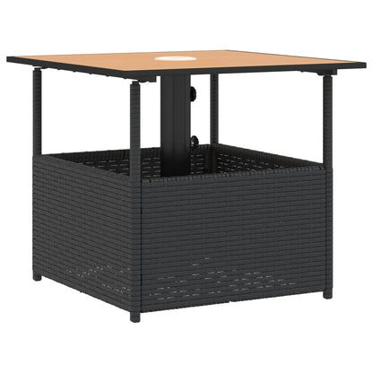Havebord med Paraplyhul Sort 55x55x46,5 cm Poly Rattan