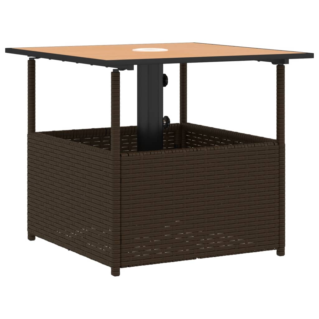 Havebord med Paraplyhul Brun 55x55x46,5 cm Poly Rattan