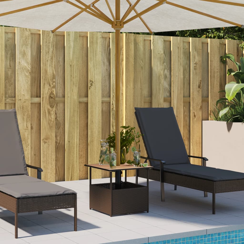 Havebord med Paraplyhul Brun 55x55x46,5 cm Poly Rattan
