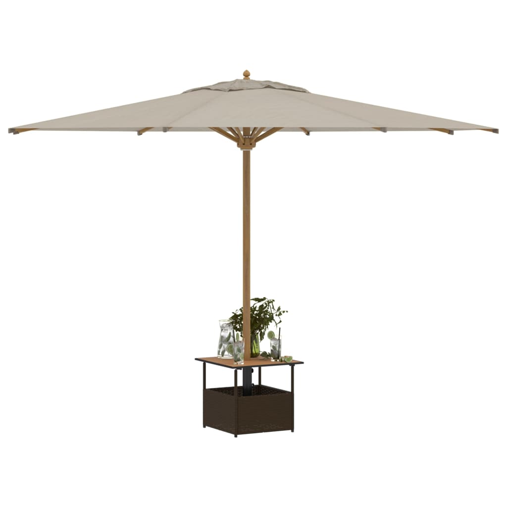Havebord med Paraplyhul Brun 55x55x46,5 cm Poly Rattan