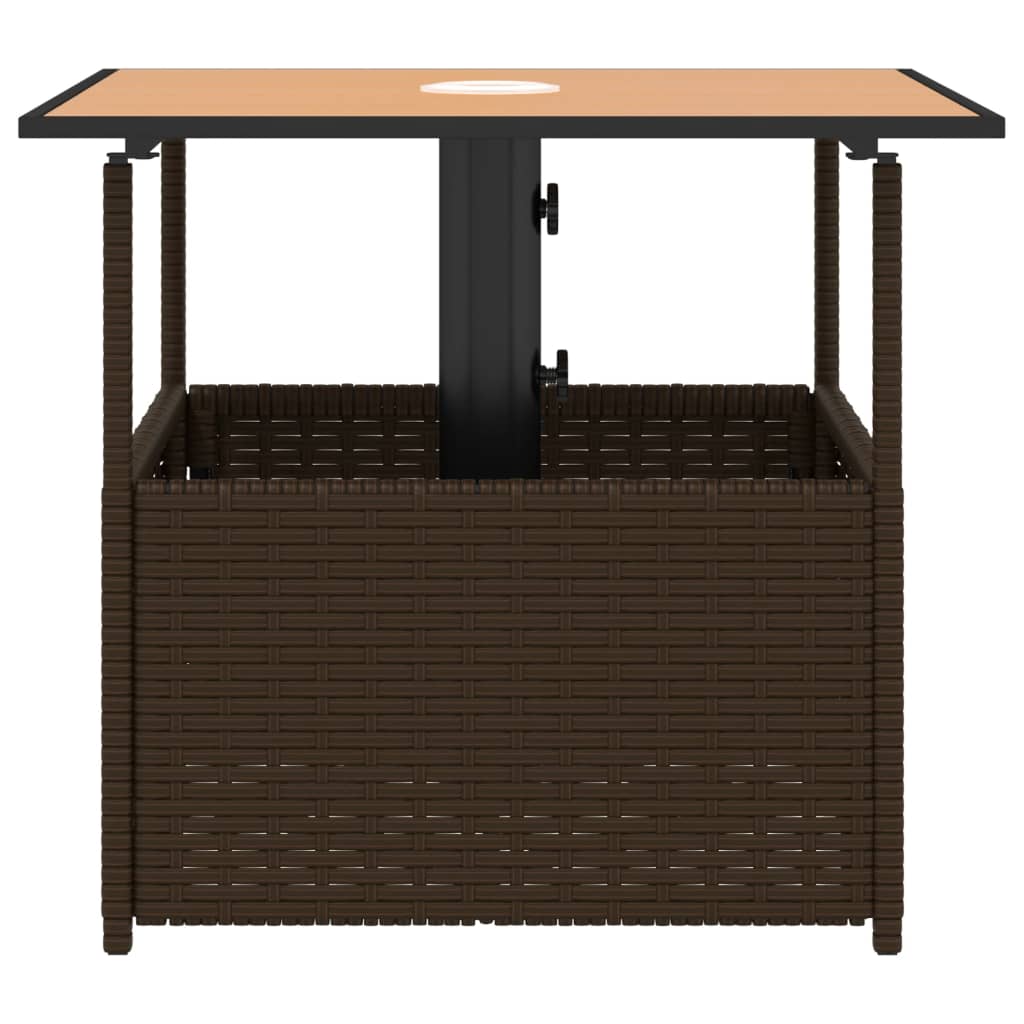 Havebord med Paraplyhul Brun 55x55x46,5 cm Poly Rattan