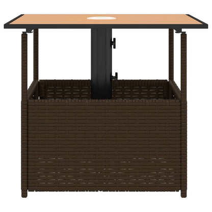 Havebord med Paraplyhul Brun 55x55x46,5 cm Poly Rattan