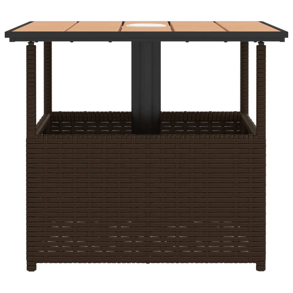 Havebord med Paraplyhul Brun 55x55x46,5 cm Poly Rattan
