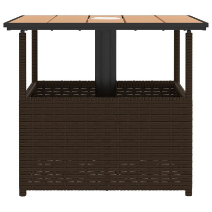 Havebord med Paraplyhul Brun 55x55x46,5 cm Poly Rattan