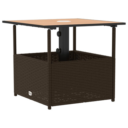 Havebord med Paraplyhul Brun 55x55x46,5 cm Poly Rattan