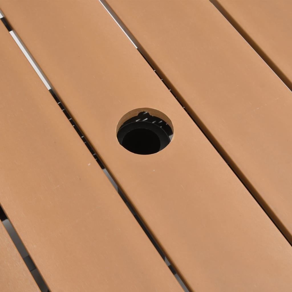 Havebord med Paraplyhul Brun 55x55x46,5 cm Poly Rattan