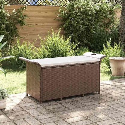 Gartenbank mit Kissen Braun 116x46x57 cm Poly Rattan