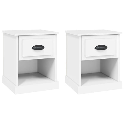 Sengeborde 2 stk Hvidt 39x39x47,5 cm træmateriale