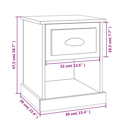 Sengeborde 2 stk Hvidt 39x39x47,5 cm træmateriale