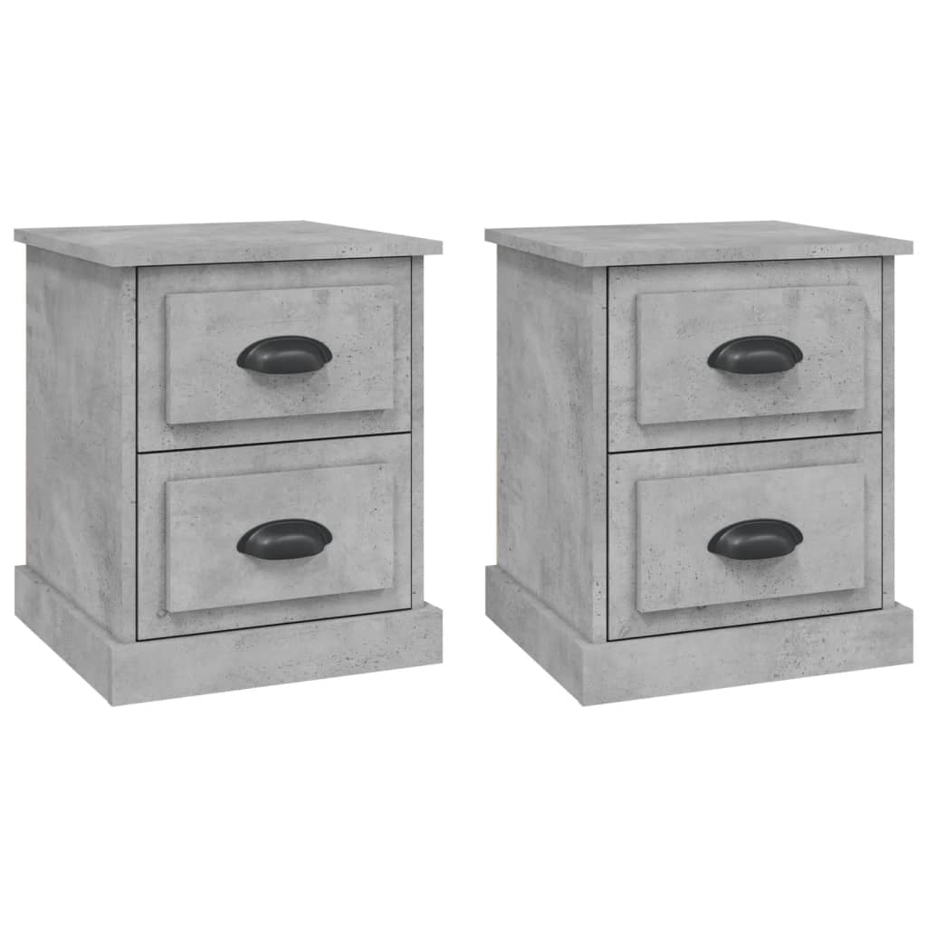 Nachttische 2 Stk. Betongrau 39x39x47,5 cm Holzwerkstoff