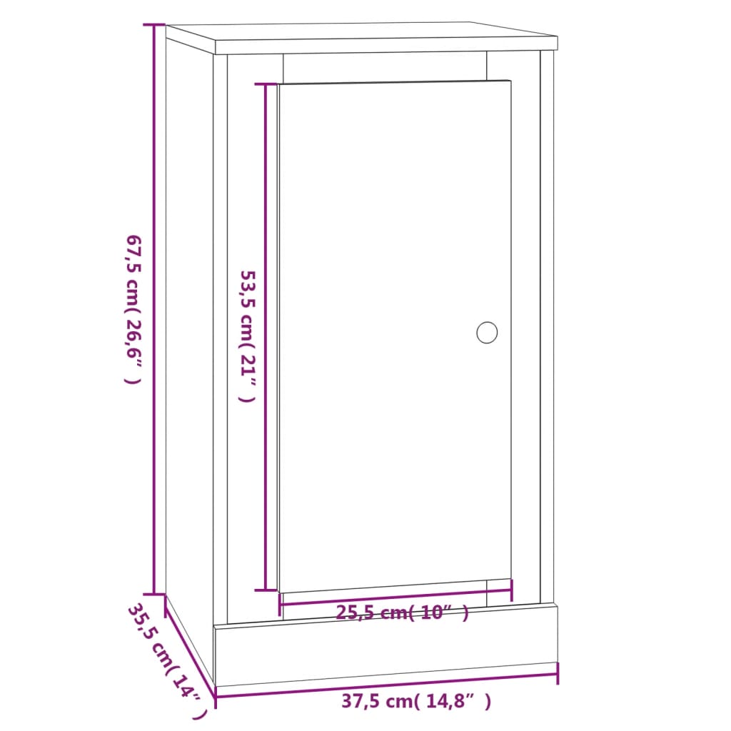 Skænk røget eg 37,5x35,5x67,5 cm træmateriale