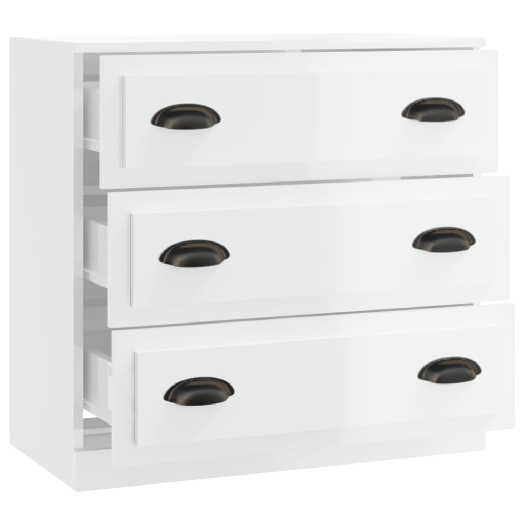Skænk Højglans Hvid 70x35,5x67,5 cm Træmateriale