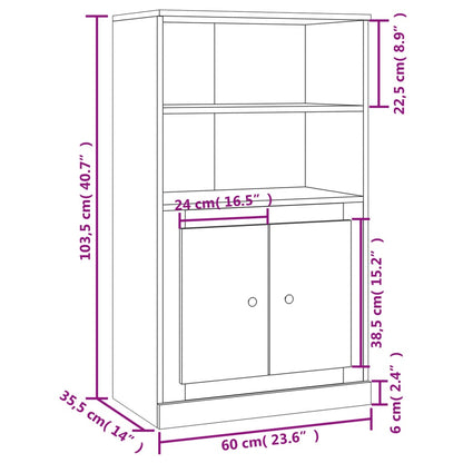 Highboard Hvid 60x35,5x103,5 cm Træmateriale