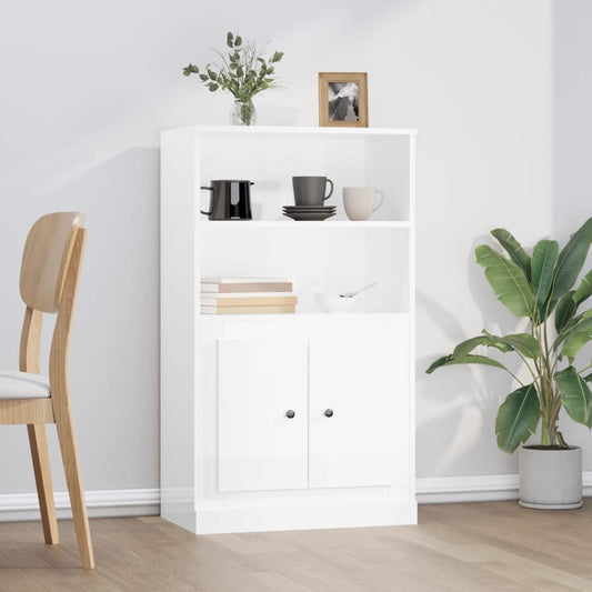 Highboard Højglans Hvid 60x35,5x103,5 cm Træmateriale