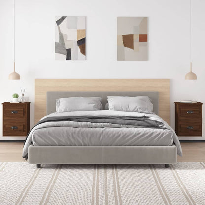 Væghængte sengeborde 2 stk brun eg look 41,5x36x53 cm