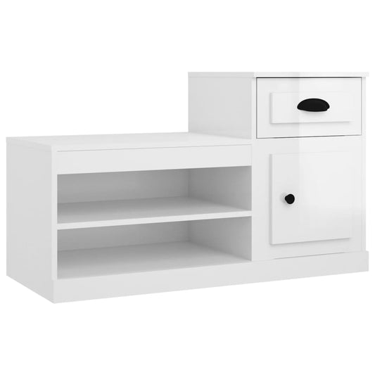 Skoskab højglans hvid 100x42x60 cm træmateriale