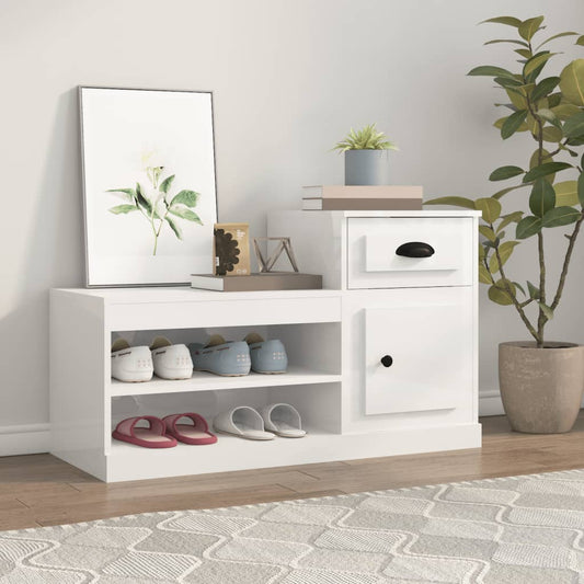 Skoskab højglans hvid 100x42x60 cm træmateriale