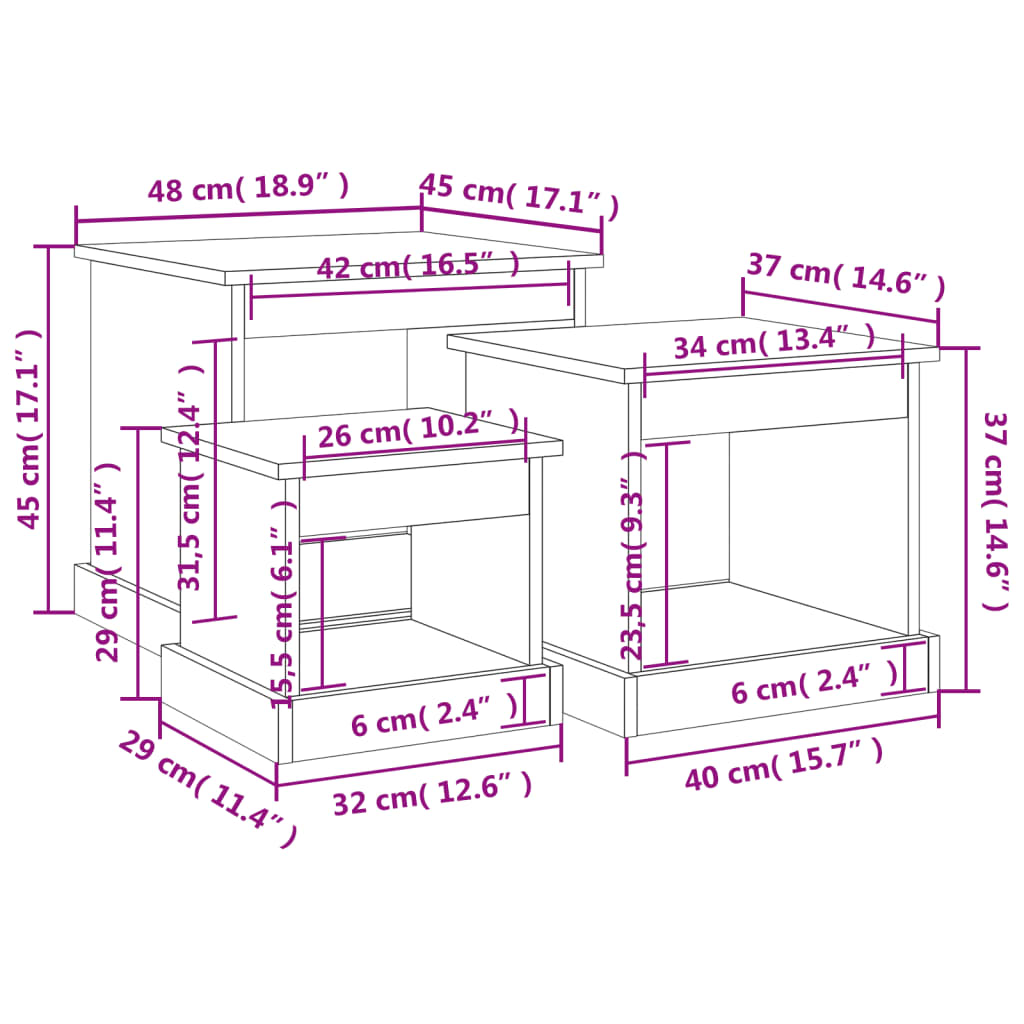 Couchtische 3 Stk. Schwarz Holzwerkstoff