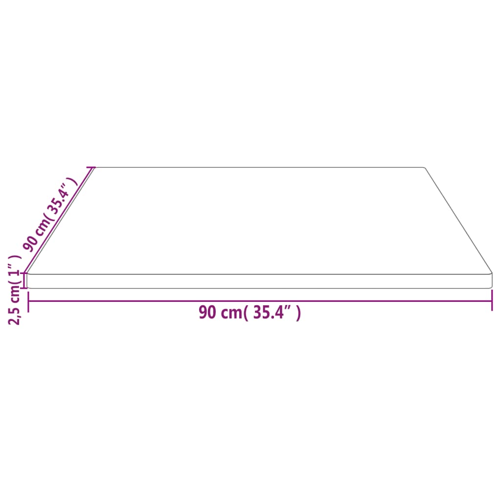 Tischplatte Weiß 90x90x2,5 cm Massivholz Kiefer Quadratisch