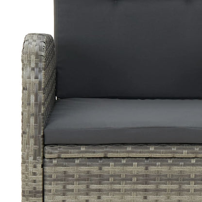 9-tlg. Garten-Essgruppe mit Kissen Grau Poly Rattan