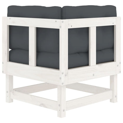 Ecksofa mit Kissen Weiß Massivholz Kiefer