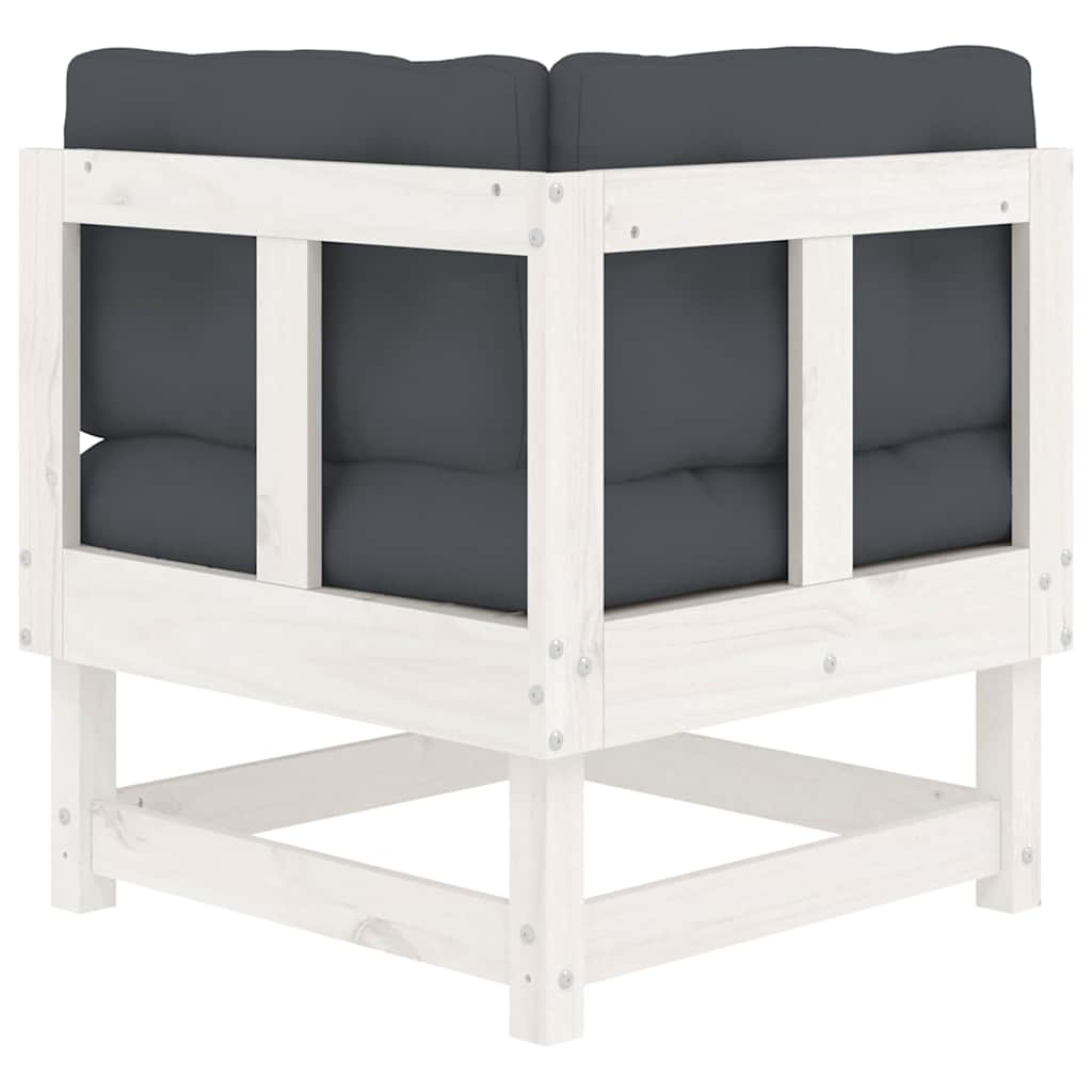 Ecksofa mit Kissen Weiß Massivholz Kiefer