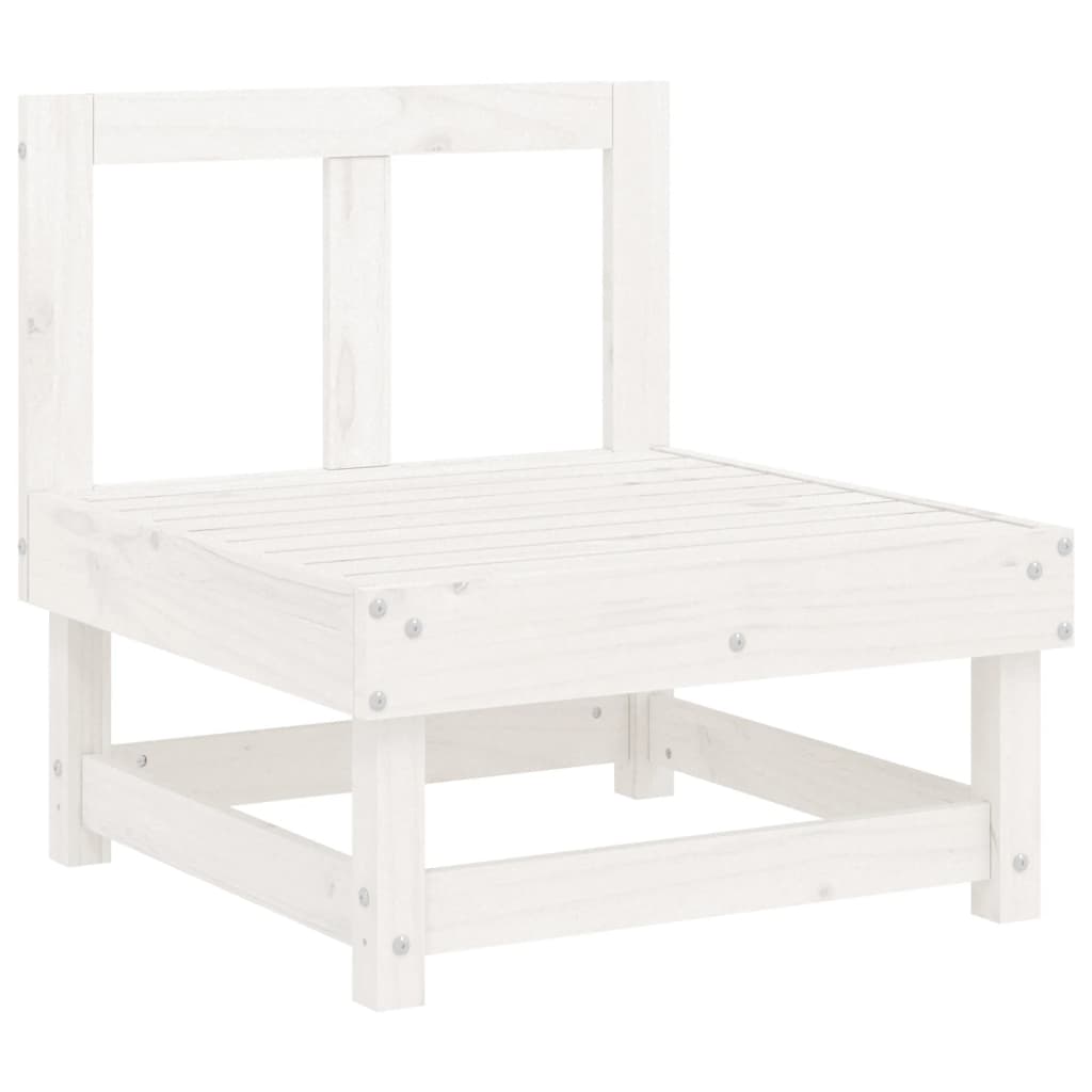 Mittelsofa mit Kissen Weiß Massivholz Kiefer