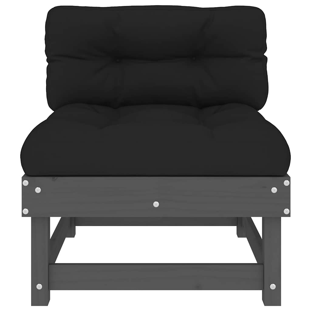 Mellemsofa med hynder grå massivt fyrretræ