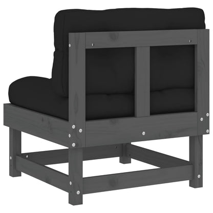Mellemsofa med hynder grå massivt fyrretræ