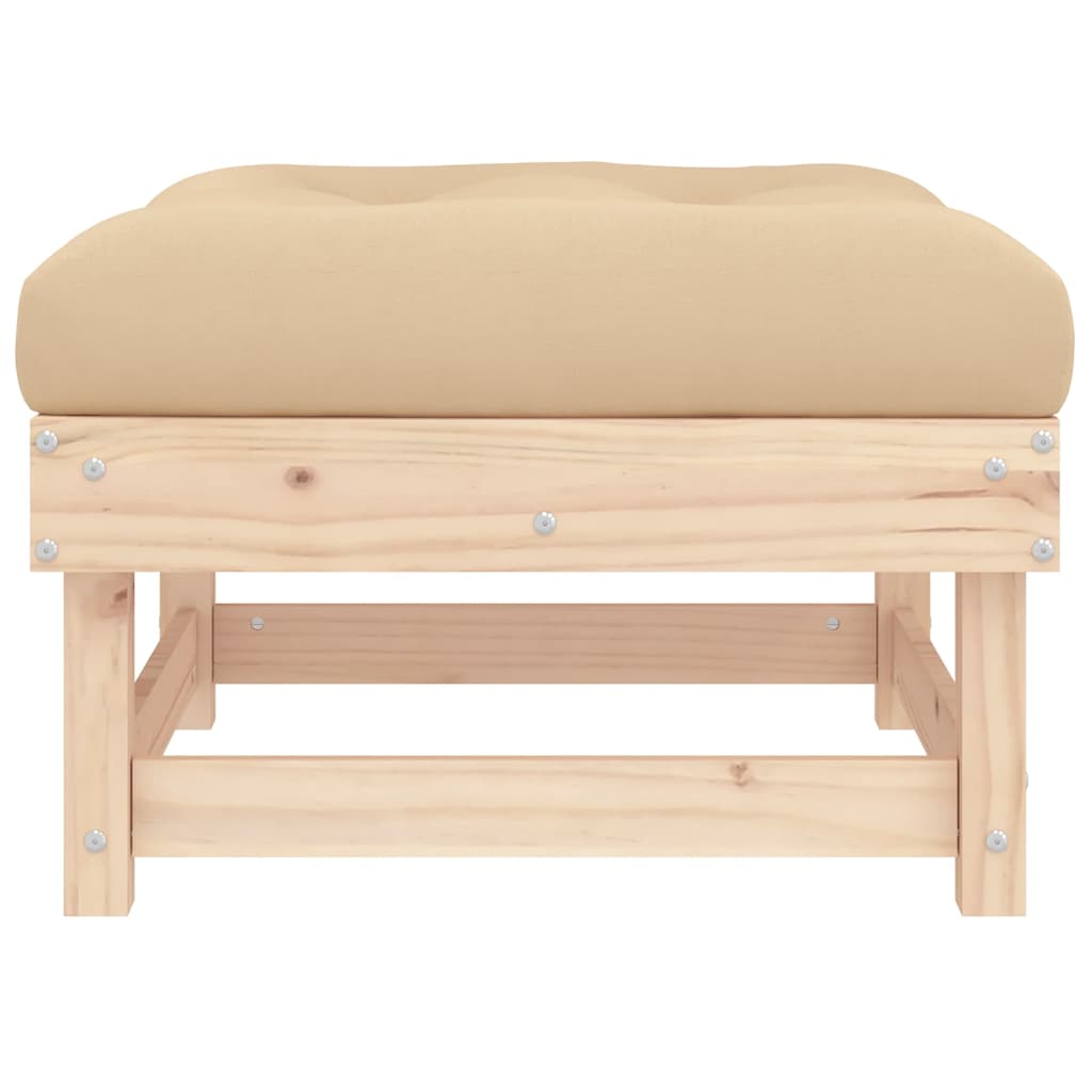 Gartenhocker mit Kissen Massivholz Kiefer