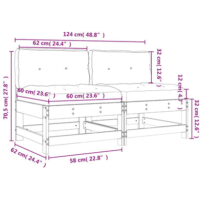 Mittelsofas mit Kissen 2 Stk. Massivholz Douglasie