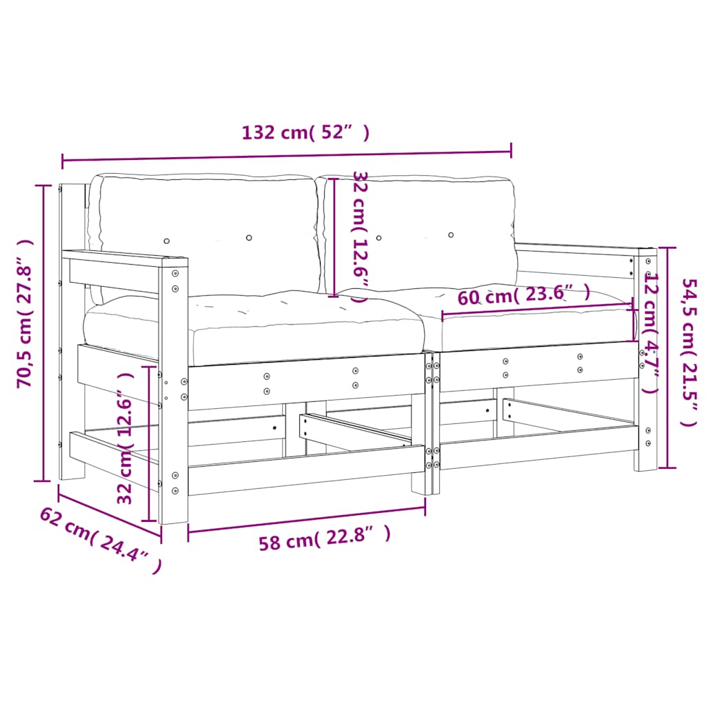 Gartenstühle mit Kissen 2 Stk. Massivholz Douglasie
