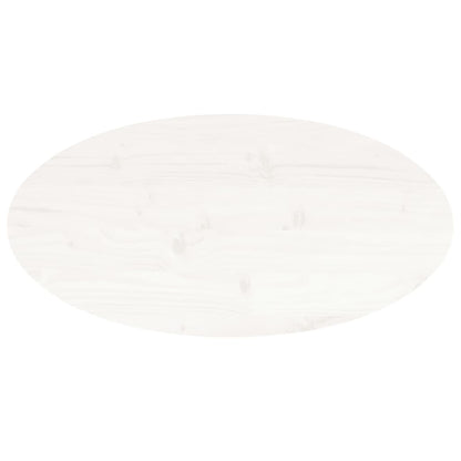 Tischplatte Weiß 70x35x2,5 cm Massivholz Kiefer Oval