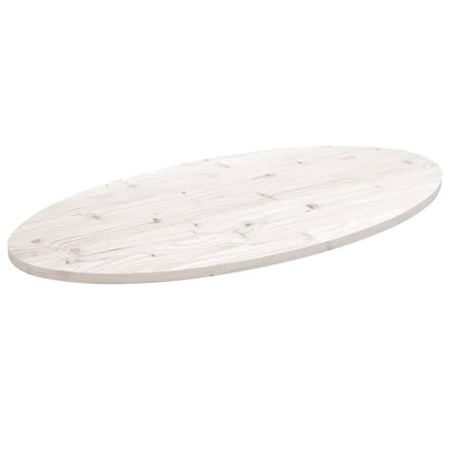 Tischplatte Weiß 90x45x2,5 cm Massivholz Kiefer Oval