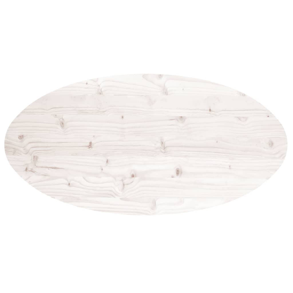 Tischplatte Weiß 100x50x2,5 cm Massivholz Kiefer Oval