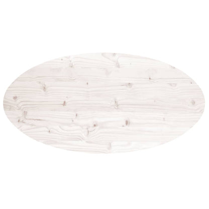 Tischplatte Weiß 100x50x2,5 cm Massivholz Kiefer Oval