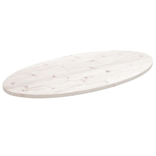 Tischplatte Weiß 110x55x2,5 cm Massivholz Kiefer Oval