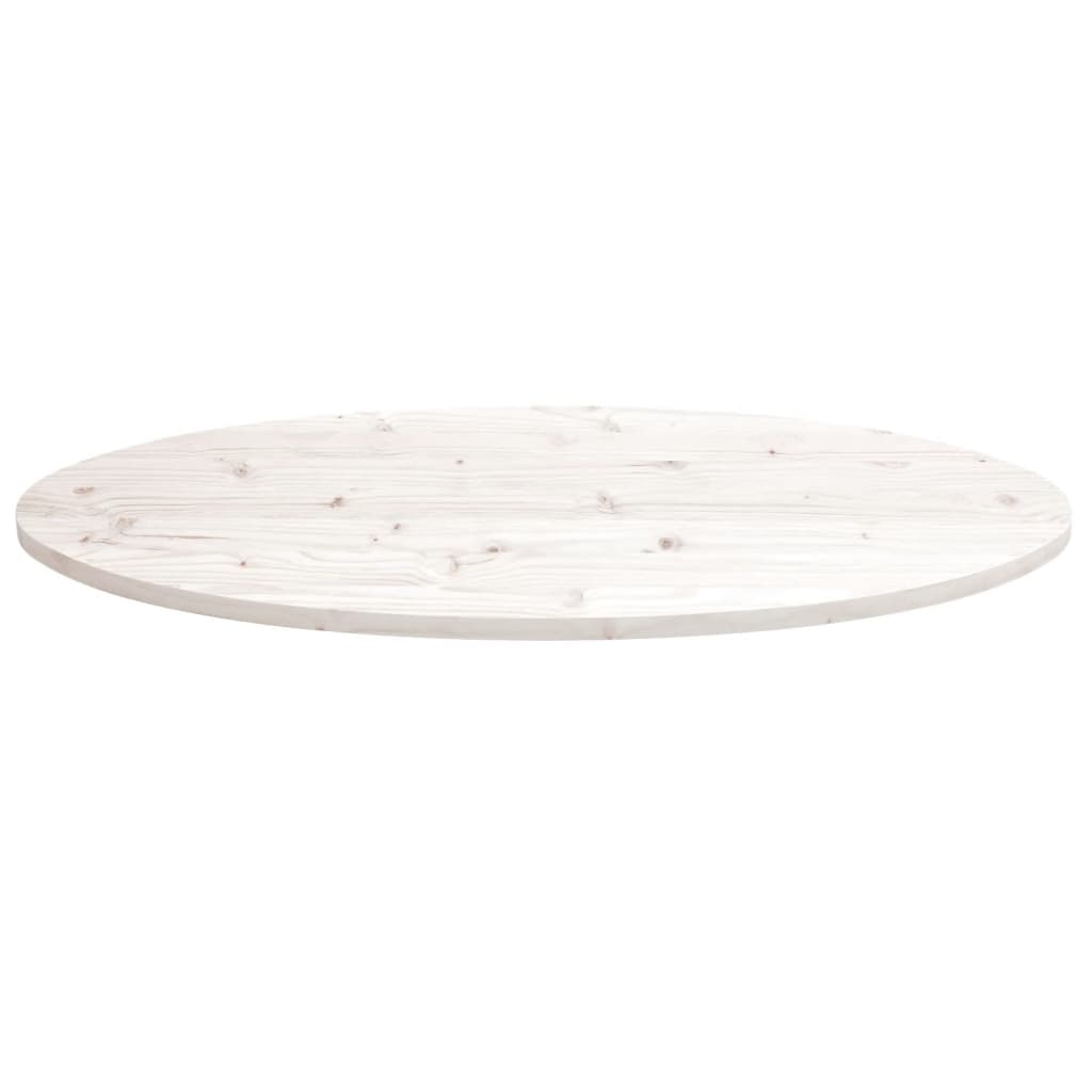 Tischplatte Weiß 110x55x2,5 cm Massivholz Kiefer Oval