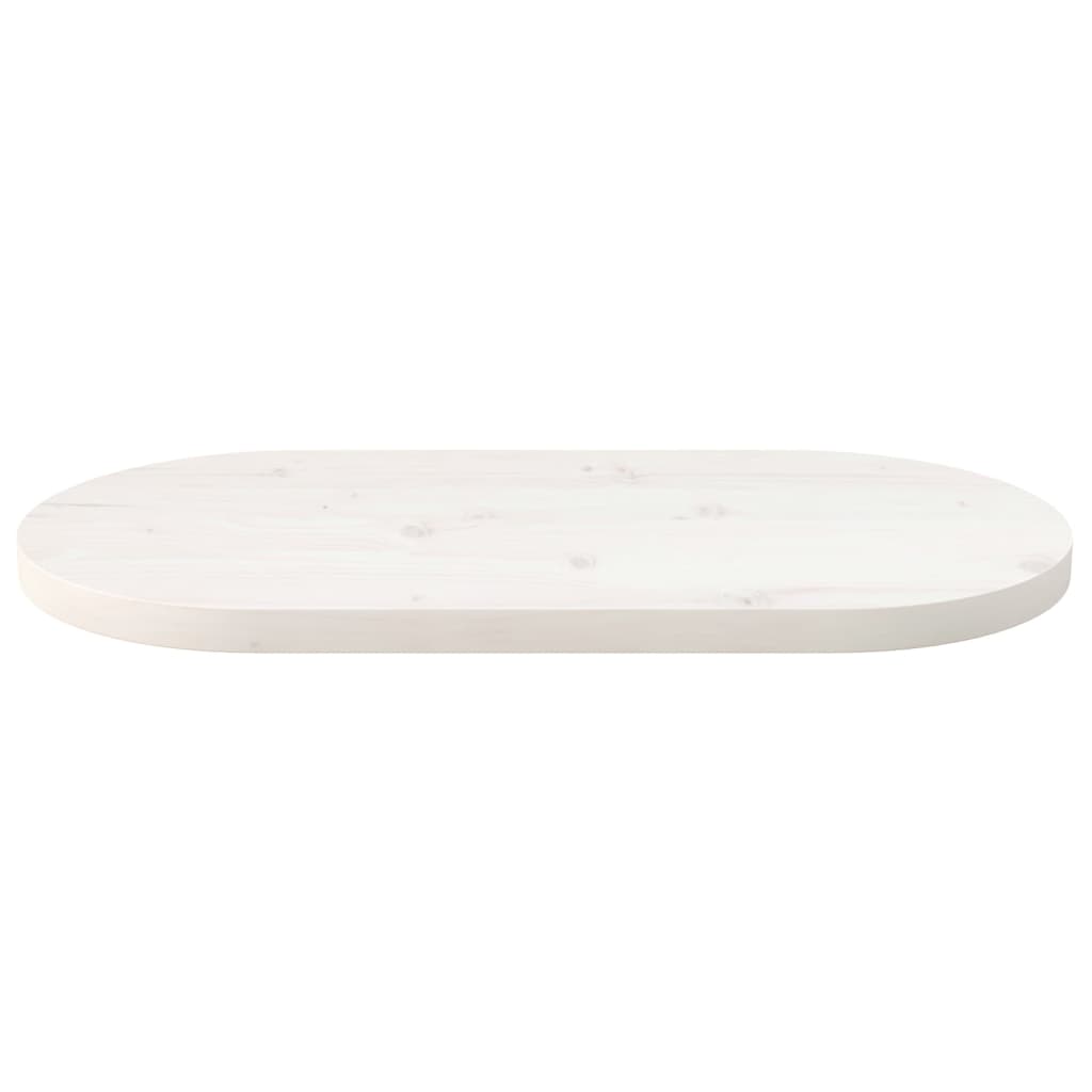 Tischplatte Weiß 60x30x2,5 cm Massivholz Kiefer Oval