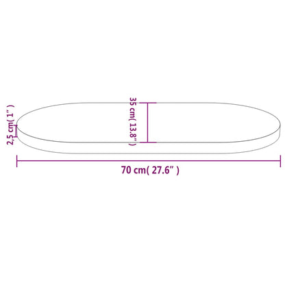 Tischplatte 70x35x2,5 cm Massivholz Kiefer Oval
