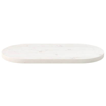 Tischplatte Weiß 70x35x2,5 cm Massivholz Kiefer Oval