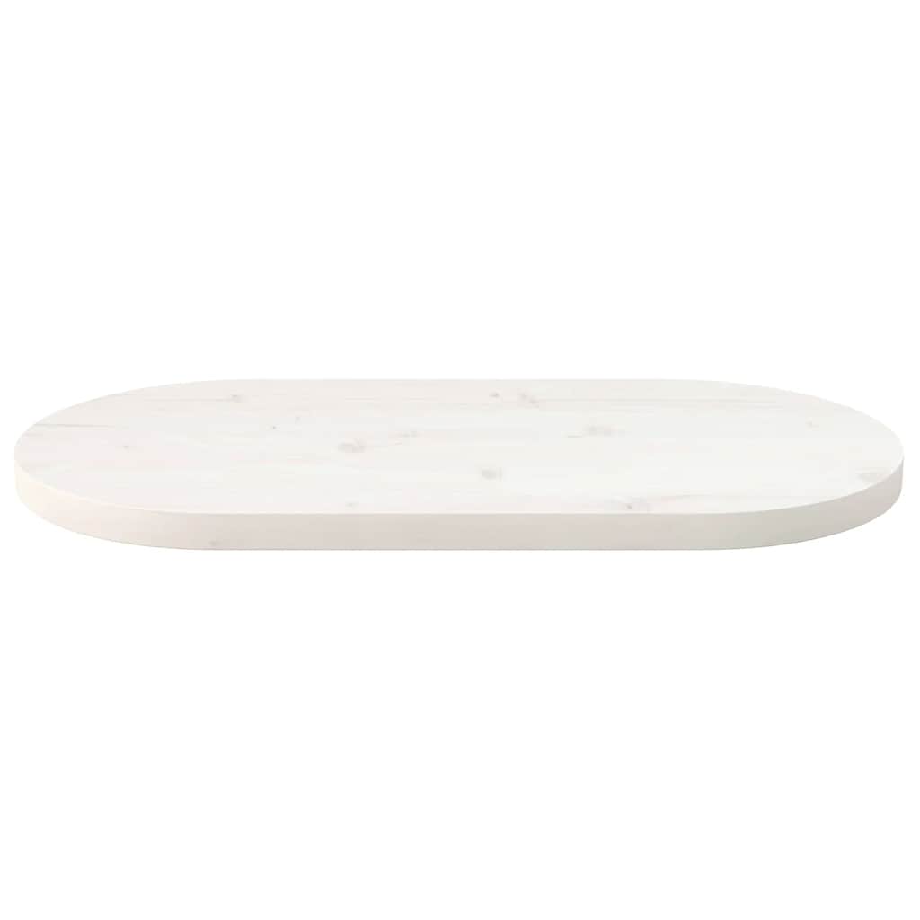 Tischplatte Weiß 70x35x2,5 cm Massivholz Kiefer Oval