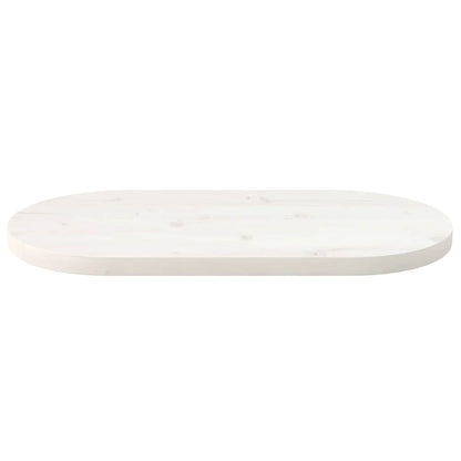 Tischplatte Weiß 70x35x2,5 cm Massivholz Kiefer Oval